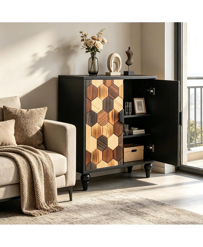 Streamdale Furniture 30.31" Sideboard with Honeycomb Pattern