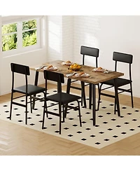 homfan 3 Piece Dining Table Set for 2 Space Saving Wood and Metal Table with 2 Upholstered Chairs Perfect for Apartments and Breakfast Nooks
