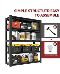 Streamdale Furniture 78"H 5-Tier Heavy-Duty Adjustable Storage Shelving Unit with Pegboard