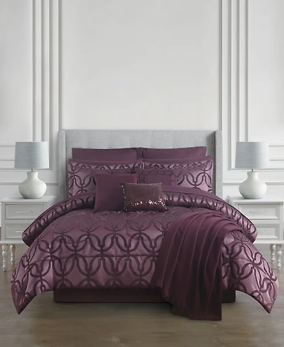 Macy's Brooks Reversible 14-Piece Jacquard Microfiber Comforter Set, King, Created for Macy's