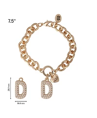 Juicy Couture Pave Initial Charm Bracelet 7.5 inch