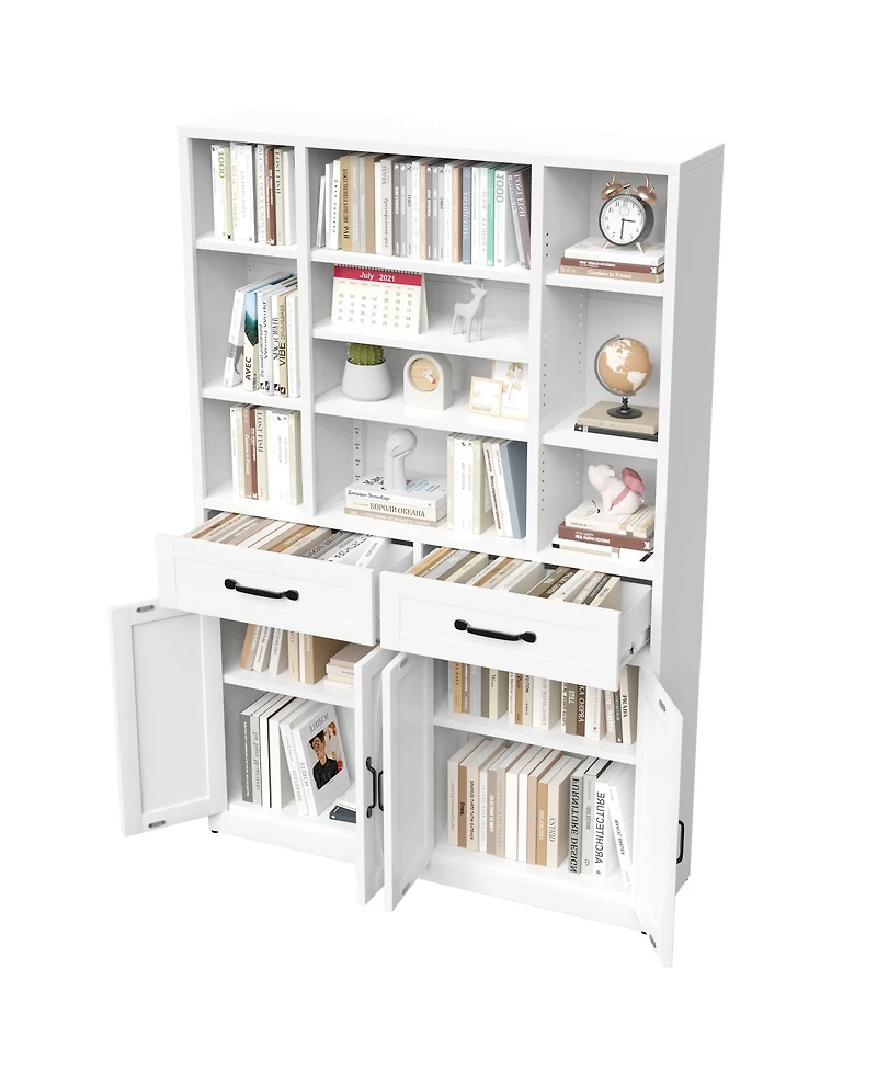 Streamdale Furniture 71" Tall Industrial Storage Bookcase with Doors, Drawers and Adjustable Shelves