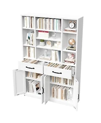 Streamdale Furniture 71" Tall Industrial Storage Bookcase with Doors, Drawers and Adjustable Shelves