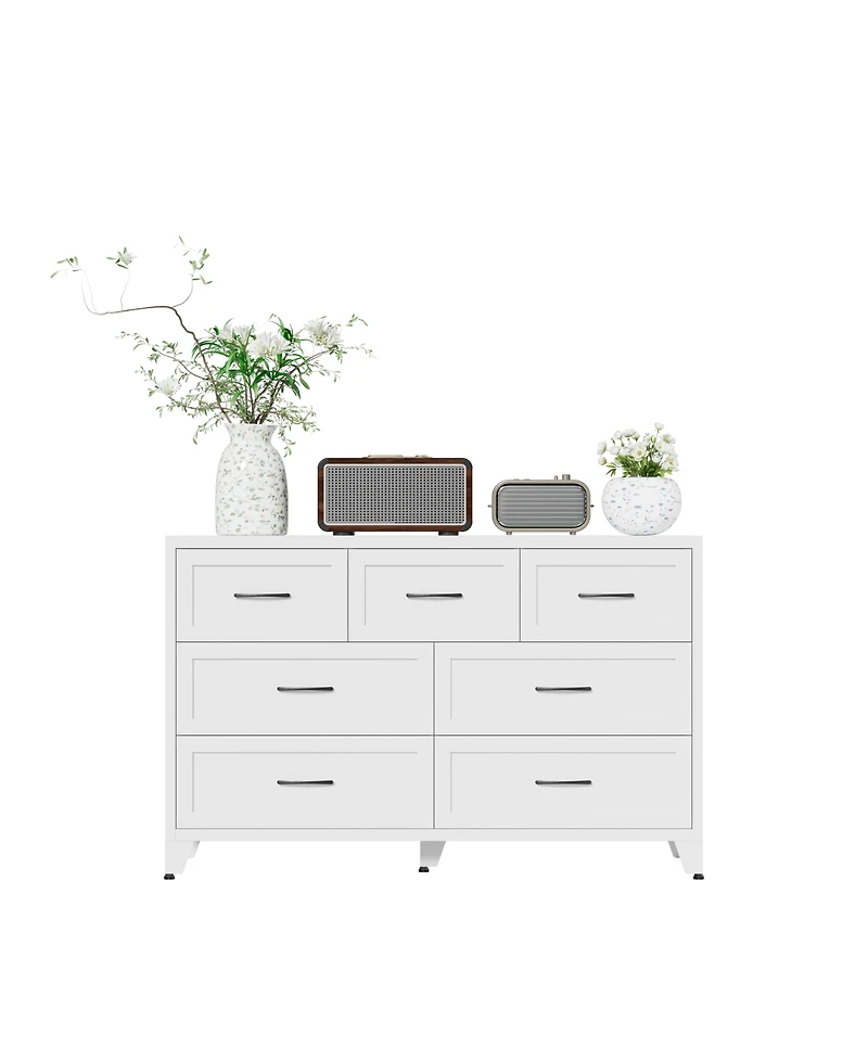 Streamdale Furniture 7-Drawer Wide Metal Storage Dresser for Bedroom and Living Room