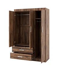 Streamdale Furniture 3-Door Storage Armoire with 2 Drawers and 2 Hanging Rods