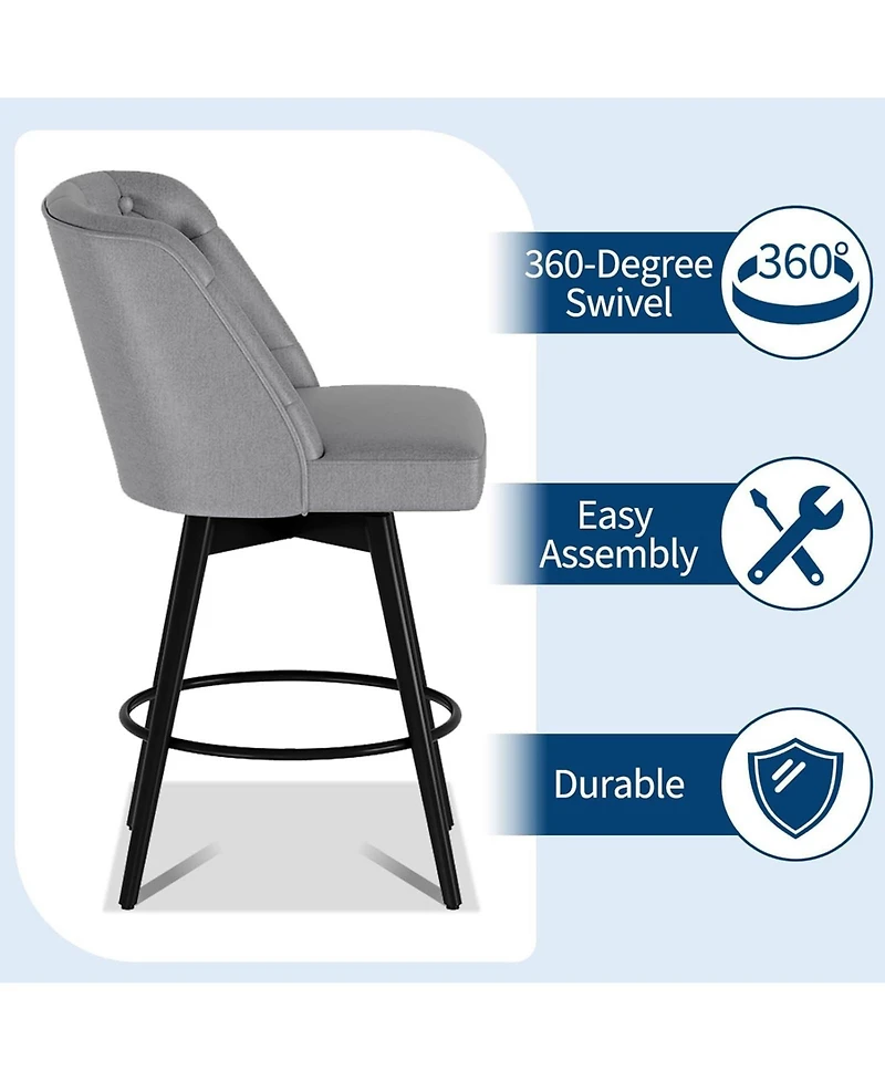 gaomon Set of 6 Upholstered Swivel Counter Stools with Backrest