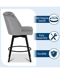 gaomon Set of 6 Upholstered Swivel Counter Stools with Backrest