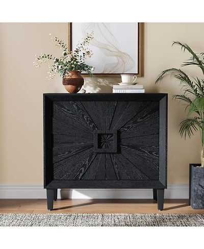 Streamdale Furniture Mid-Century Sunburst 2-Door Credenza, 31.5" Accent Storage Cabinet