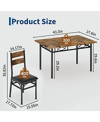 gaomon 5 Piece Dining Table Set for 4, Rectangular Kitchen Table and Chairs for 4, Upholstered High Back Chairs, Thick Sturdy Frame