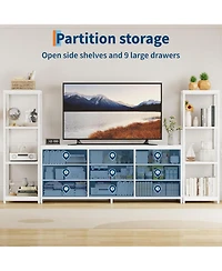 gaomon Tv Stand for Living Room Entertainment Center with 9 Fabric Dressers, for Tv Up to 75 Inches