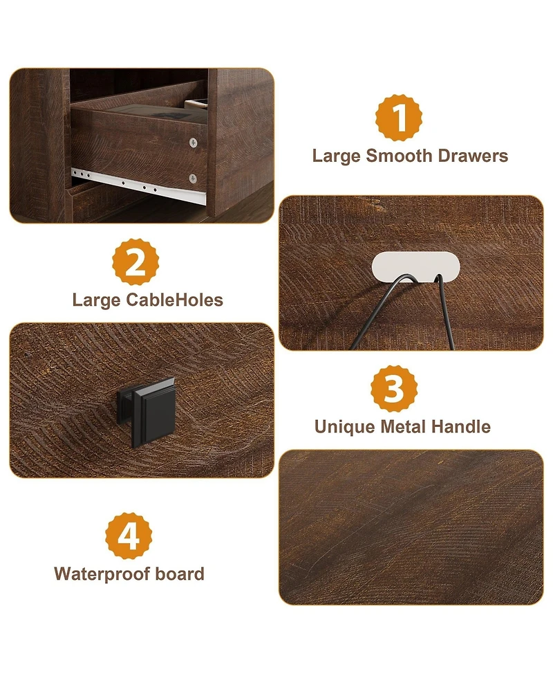 gaomon 70inch Tv Stand for TVs up to 80", Mid Century Modern Entertainment Center with Storage Drawer and Open Shelves