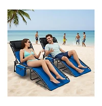 gaomon Chaise Lounge Chair Outdoor, 5-Position Adjustable Sun Tanning Chair with Carrying Handle and Side Pocket