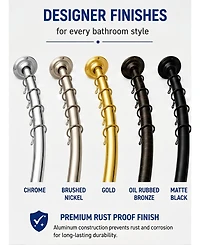 Utopia Alley 45-72" Wall Mounted Single Curved Shower Rod, Rust-Proof, Need Drilling