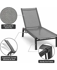gaomon Textilene Chaise Lounge Chairs Set of 2 - Adjustable Patio Reclining Chairs with Steel Frame for Poolside and Garden