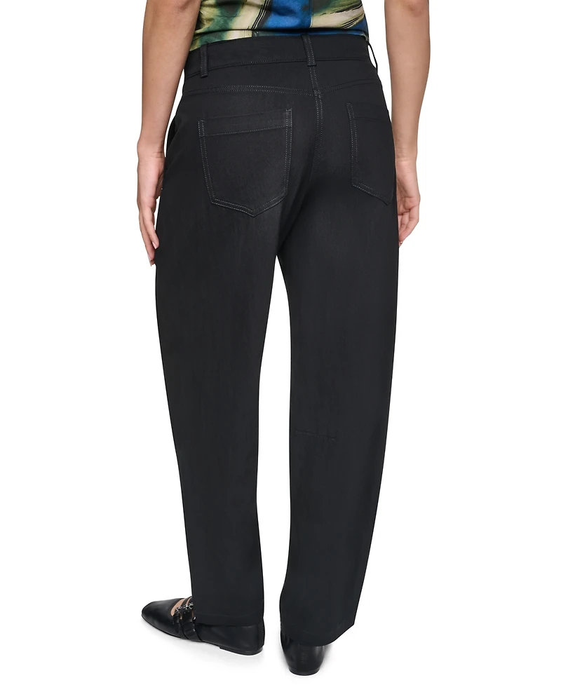 Dkny Women's Barrel-Leg Sanded Twill Mid-Rise Pants