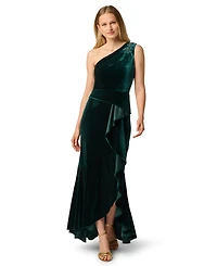 Adrianna Papell Women's One-Shoulder Stretch Velvet Gown