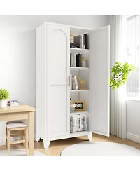 Flynama Tall Metal Storage Cabinet with Adjustable Shelves for Kitchen Bedroom Office
