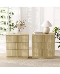 Streamdale Furniture Vintage 3-Drawer Vertical Stripe Nightstand (Set of 2)