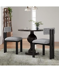 Boyel Living 3-Piece Round Dining Set, Upholstered Chairs with Metal Legs, Modern Kitchen Table for 2