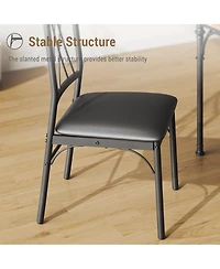 homfan Contemporary 5-Piece Dining Table Set Rectangular Kitchen with 4 Chairs and Bench Space-Saving Metal Wood Dinette Furniture