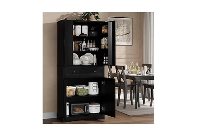 homfan 71'' Kitchen Storage Pantry Cabinet, 4-Door Freestanding Cabinet with 6 Shelves and 1 Drawer, Cupboard