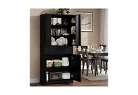 homfan 71'' Kitchen Storage Pantry Cabinet, 4-Door Freestanding Cabinet with 6 Shelves and 1 Drawer, Cupboard