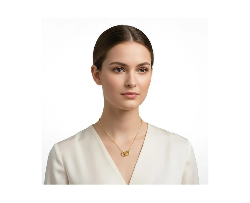 Genevive Minimalist Stylish Sterling Silver Two Rings Chain Necklace