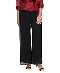 Alex Evenings Petite Chiffon Wide-Leg Pull-On Pants