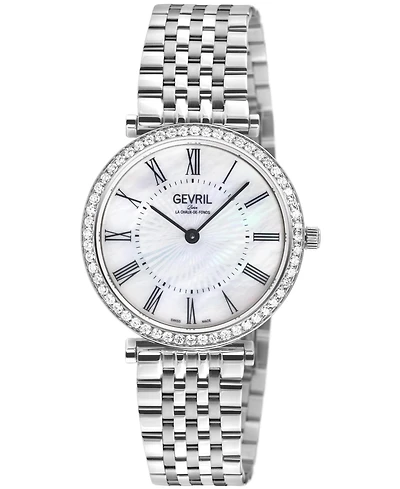 Gevril Women's Atelier 57 Swiss Quartz Diamond Silver Stainless Steel Bracelet Watch