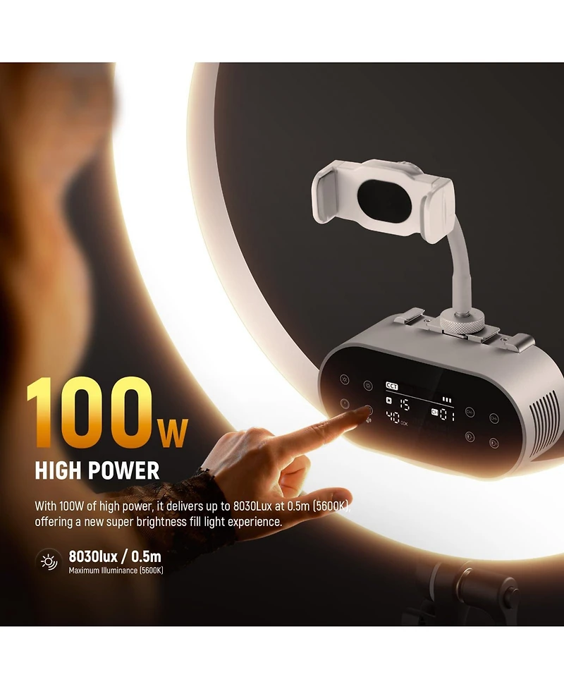 Neewer RH100B 100W, 7000K Ring Light for Select iPhone Models