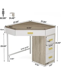 Tribesigns Corner Desk,Triangle Computer Desk,90-Degree Writing Desk Pc Table Makeup Vanity Desk with Storage for Home Office,Living Room