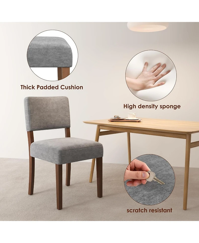 gaomon Set of Upholstered Dining Chairs with Wood Legs