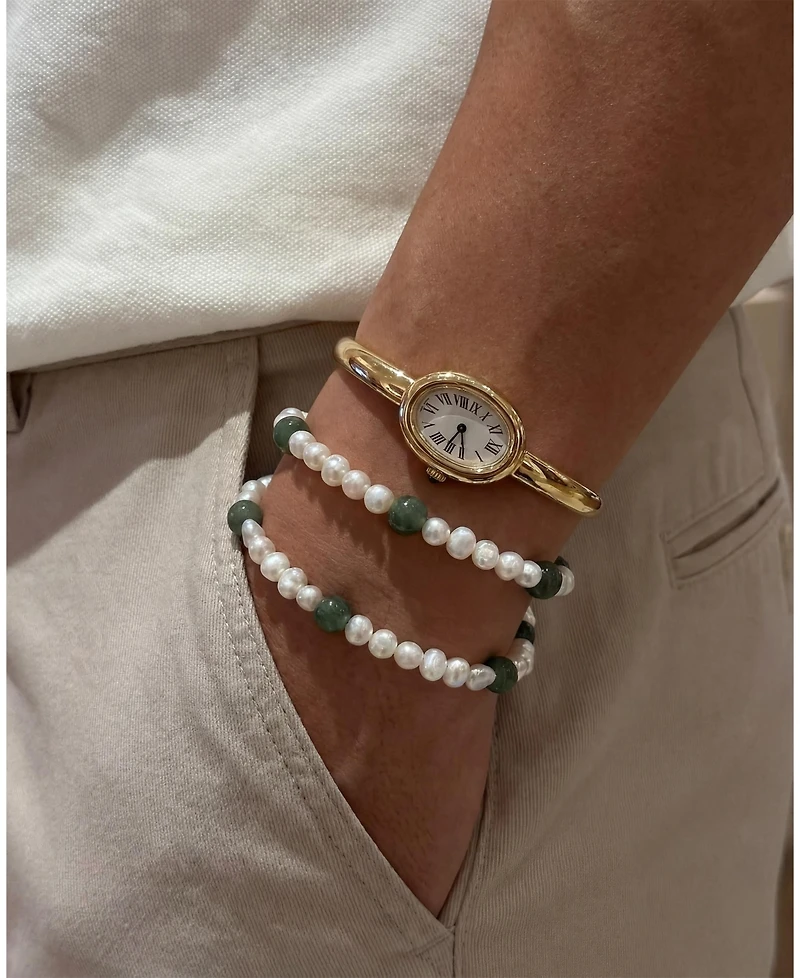 seree Isabelle — Pearl and green jade bracelet