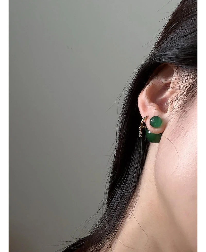 Orbit Duo — Double ended jade stone stud earrings