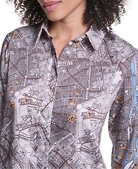 Karl Lagerfeld Paris Women's Long-Sleeve Button-Front Blouse