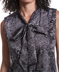 Karl Lagerfeld Paris Women's Sleeveless Mock-Neck Button-Front Blouse