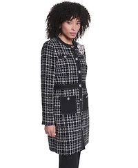 Karl Lagerfeld Paris Women's Round Neck Seven-Button Jacket