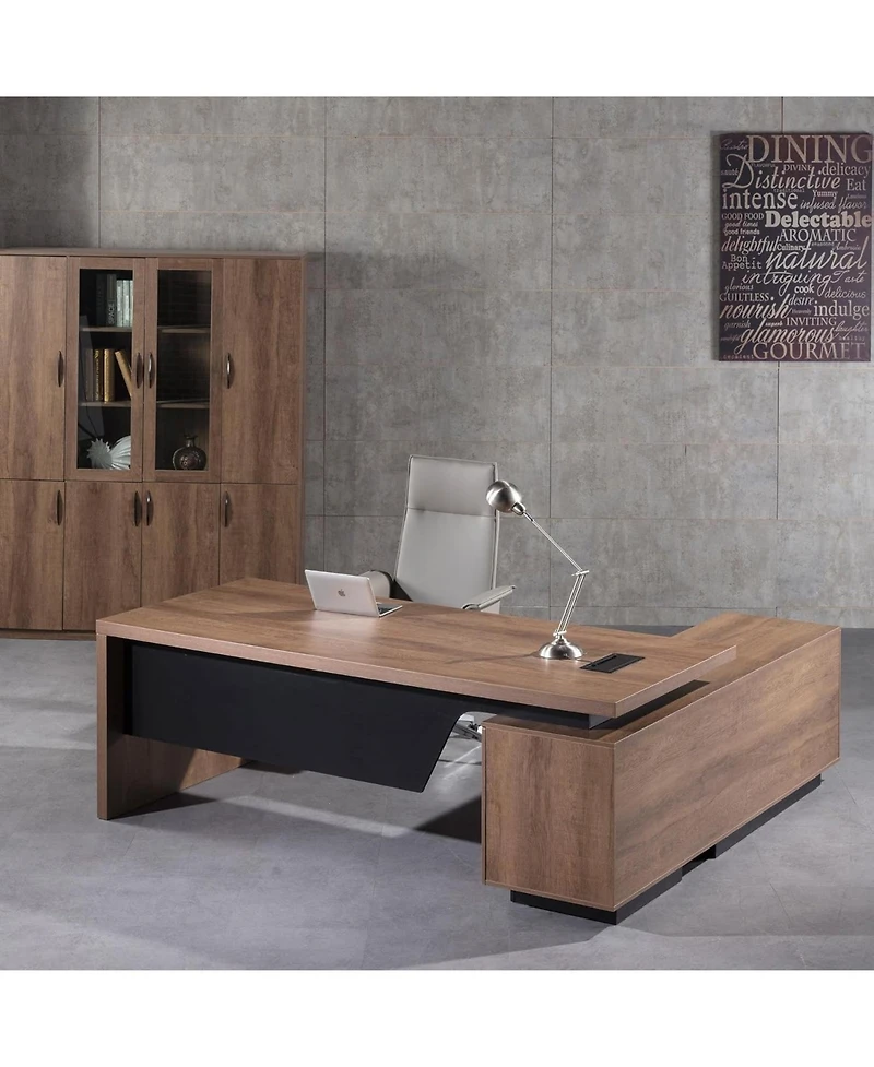 Logicfox 86 or 94.5 L Shaped Executive Desk Retractable Office with Drawers