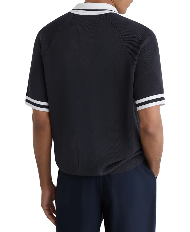 Reiss Men's Kenley Zip Through Color Block Knit Shirt