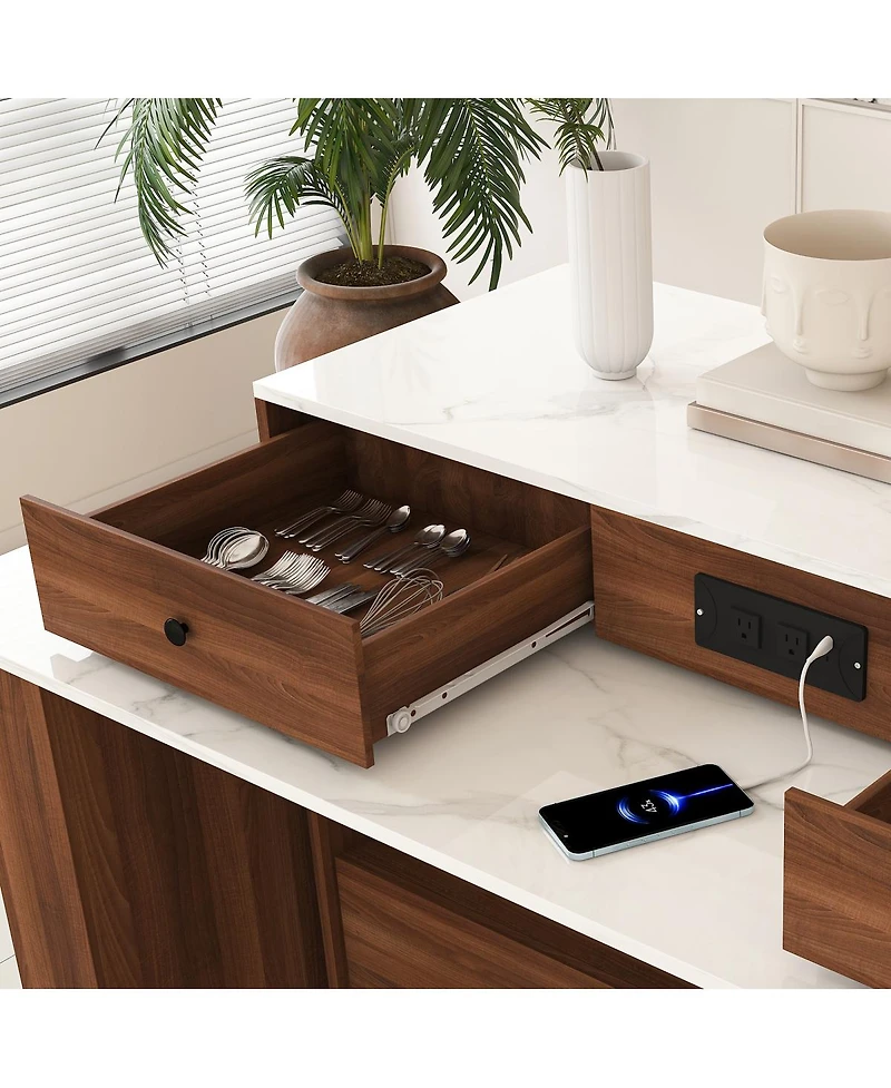 Streamdale Furniture Rotating Kitchen Island with Extendable Table and Storage