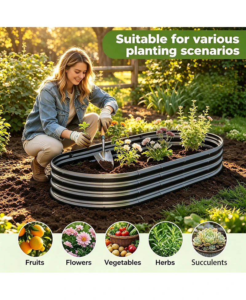 Streamdale Furniture 6x3x1ft Galvanized Raised Garden Bed - Heavy Duty Metal Planter Box