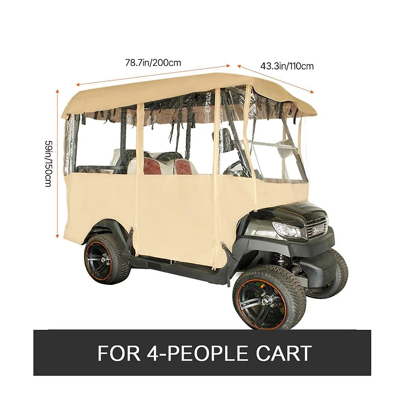Vevor 4 Passenger Driving Enclosure Golf Cart Cover Fits 2+2 Seats Golf Carts
