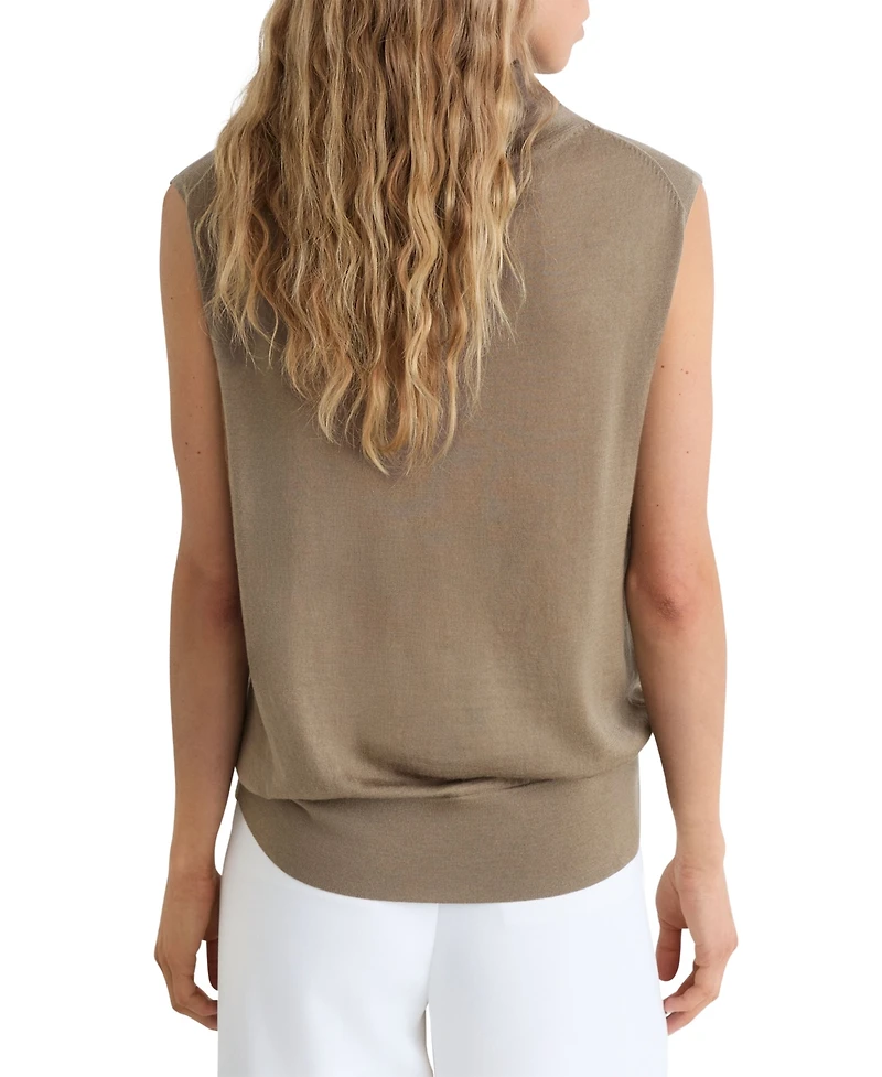 Reiss Women's Honey Wool Funnel-Neck Sleeveless Knit Top