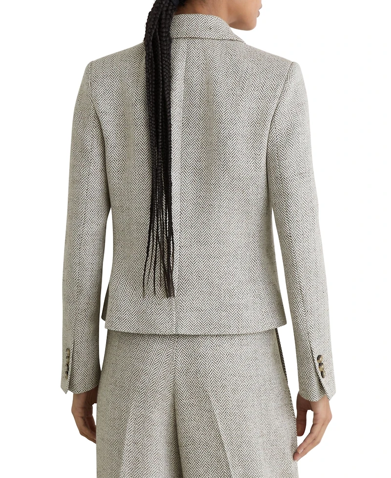 Reiss Women's Ezra Herringbone Cropped Suit Blazer