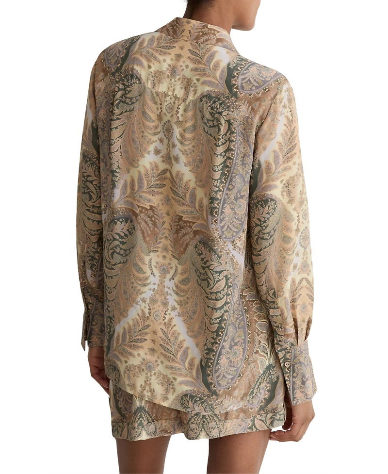 Reiss Women's Katiya Paisley-Print Collared Shirt