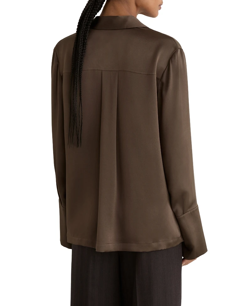 Reiss Women's Marina Silk Open-Collar Blouse
