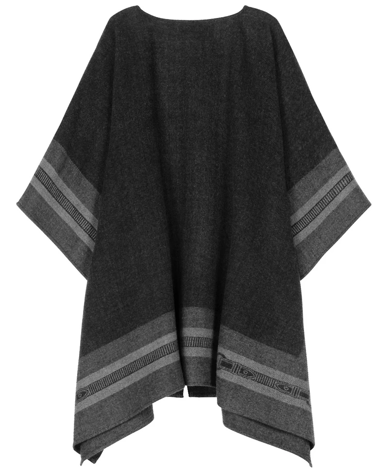 Lauren Ralph Belting Jacquard Buckle Closure Ruana