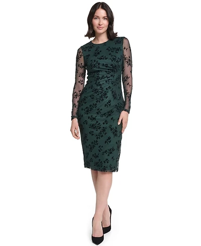 Jessica Howard Petite Long-Sleeve Side Shirred Sheath Dress