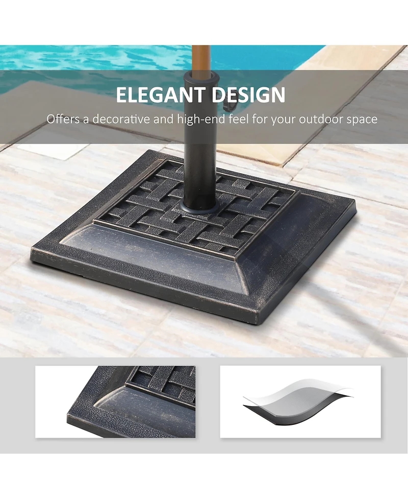 Outsunny 20 lbs Square Resin Umbrella Holder Base w/ Decorative Pattern