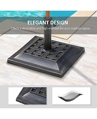 Outsunny 20 lbs Square Resin Umbrella Holder Base w/ Decorative Pattern